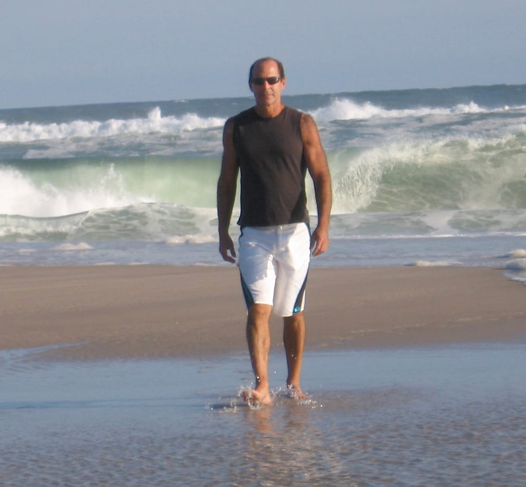 Yale Nelson on walking on the beach. Westhampton Beach, NY.